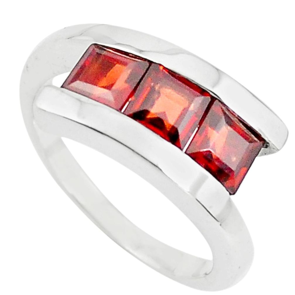 3.41cts natural red garnet 925 sterling silver ring jewelry size 7.5 p73062
