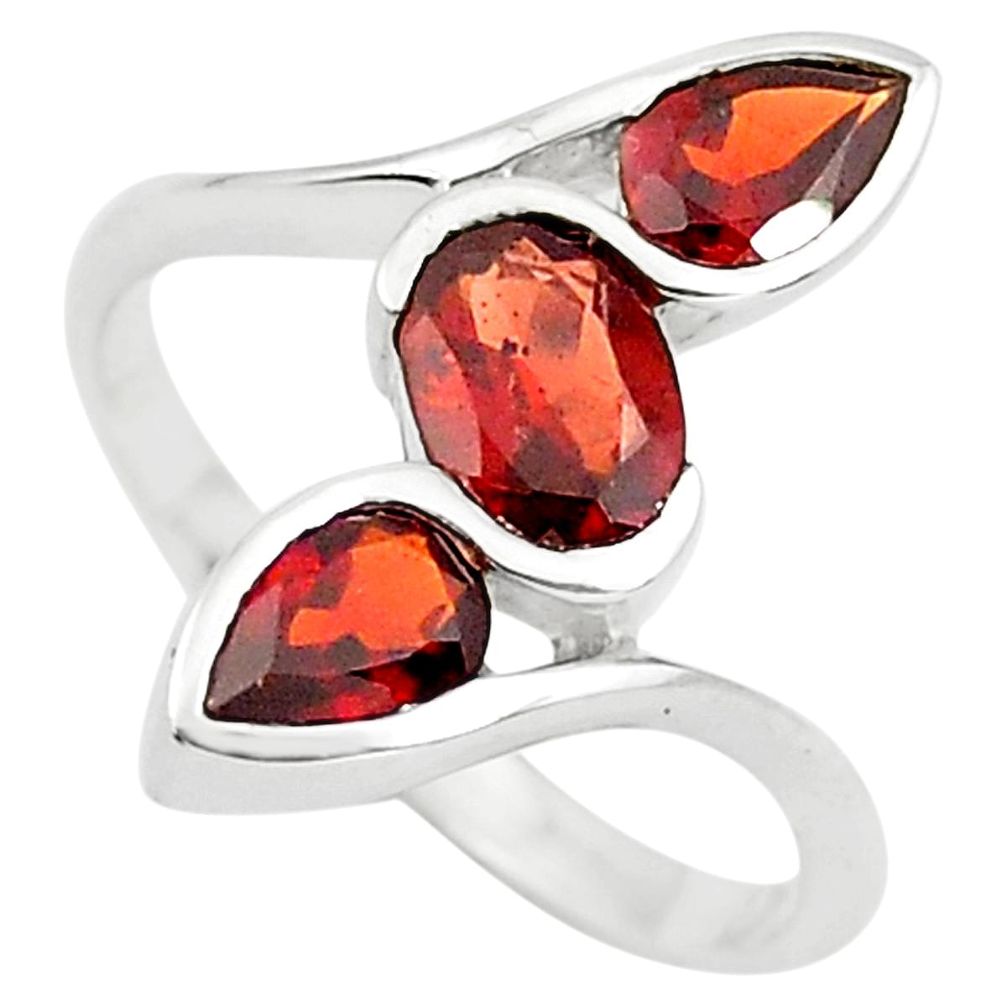 3.51cts natural red garnet 925 sterling silver ring jewelry size 6 p73242