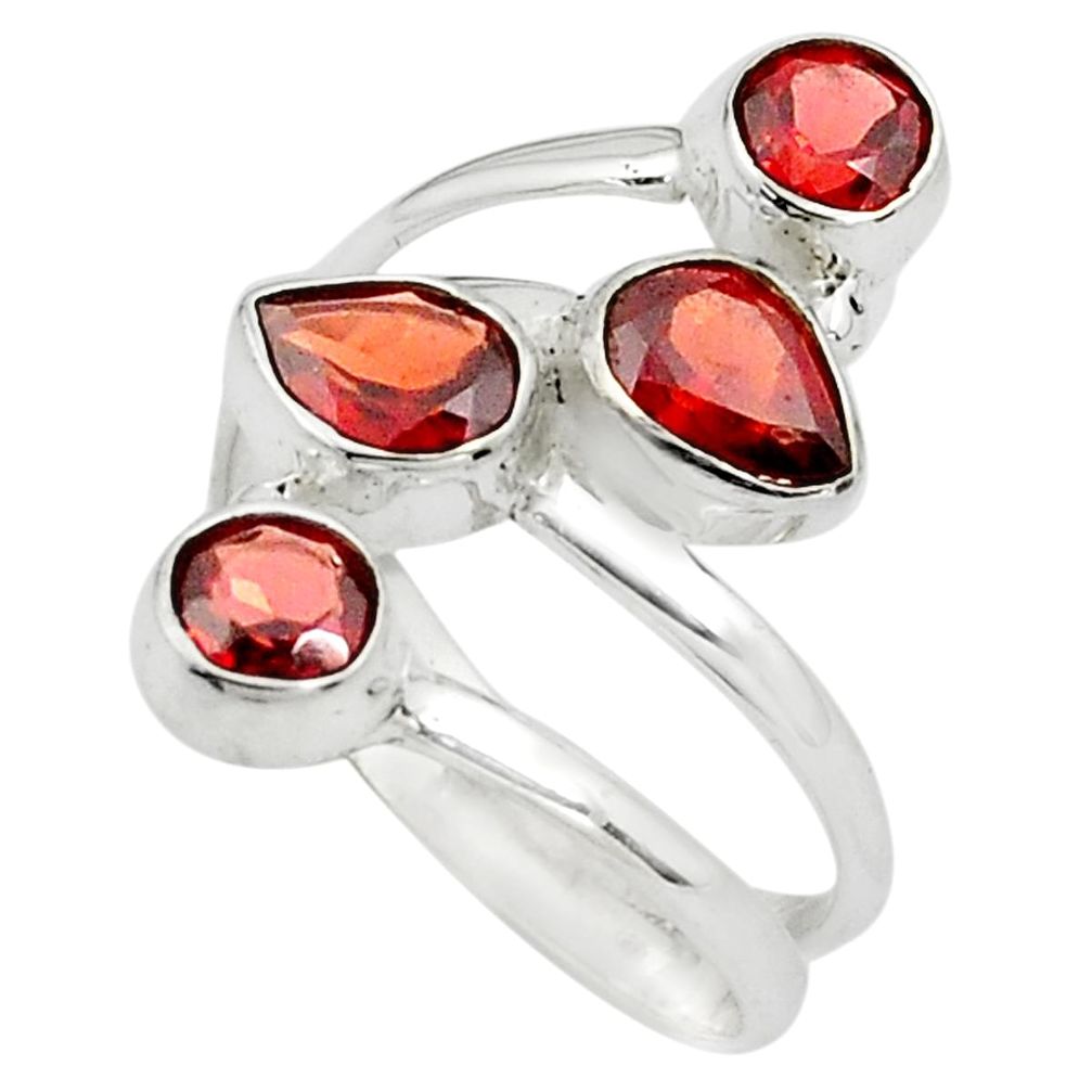 4.94cts natural red garnet 925 sterling silver ring jewelry size 8 p77625