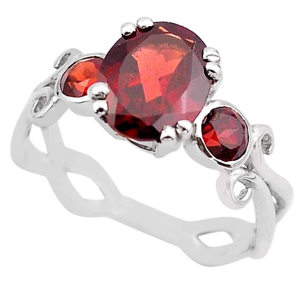 5.22cts natural red garnet 925 sterling silver ring jewelry size 8.5 p83352