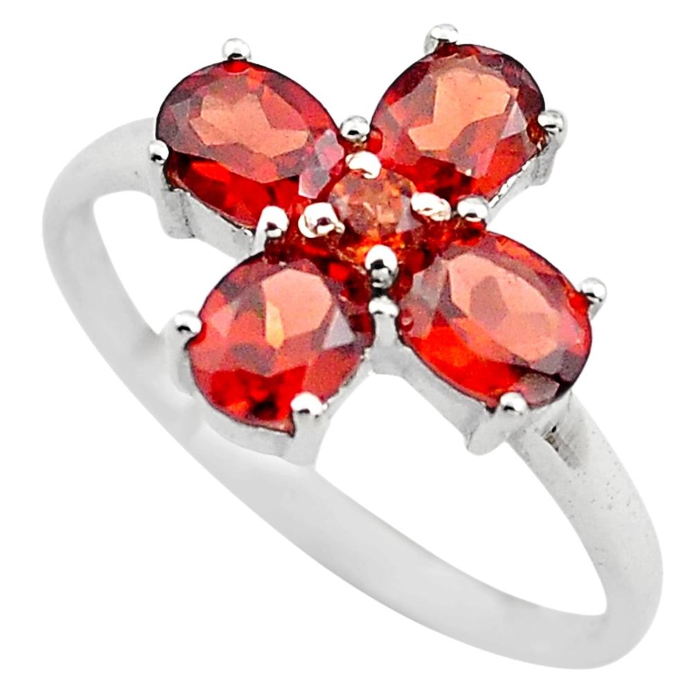 4.29cts natural red garnet 925 sterling silver ring jewelry size 5.5 p83534