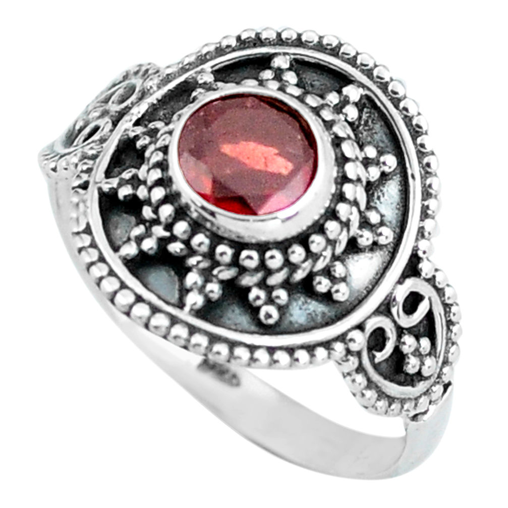 1.08cts natural red garnet 925 sterling silver solitaire ring size 7.5 d32062