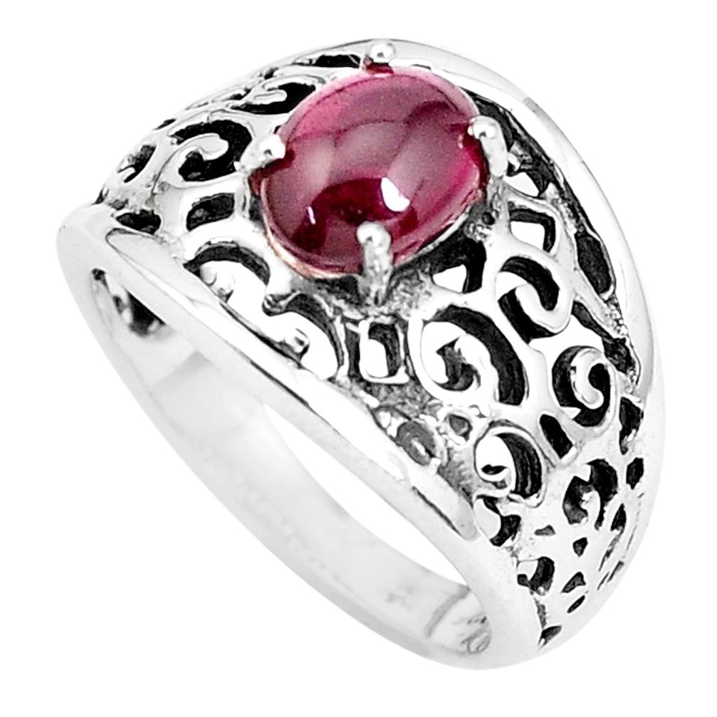 2.19cts natural red garnet 925 sterling silver solitaire ring size 7 p36103