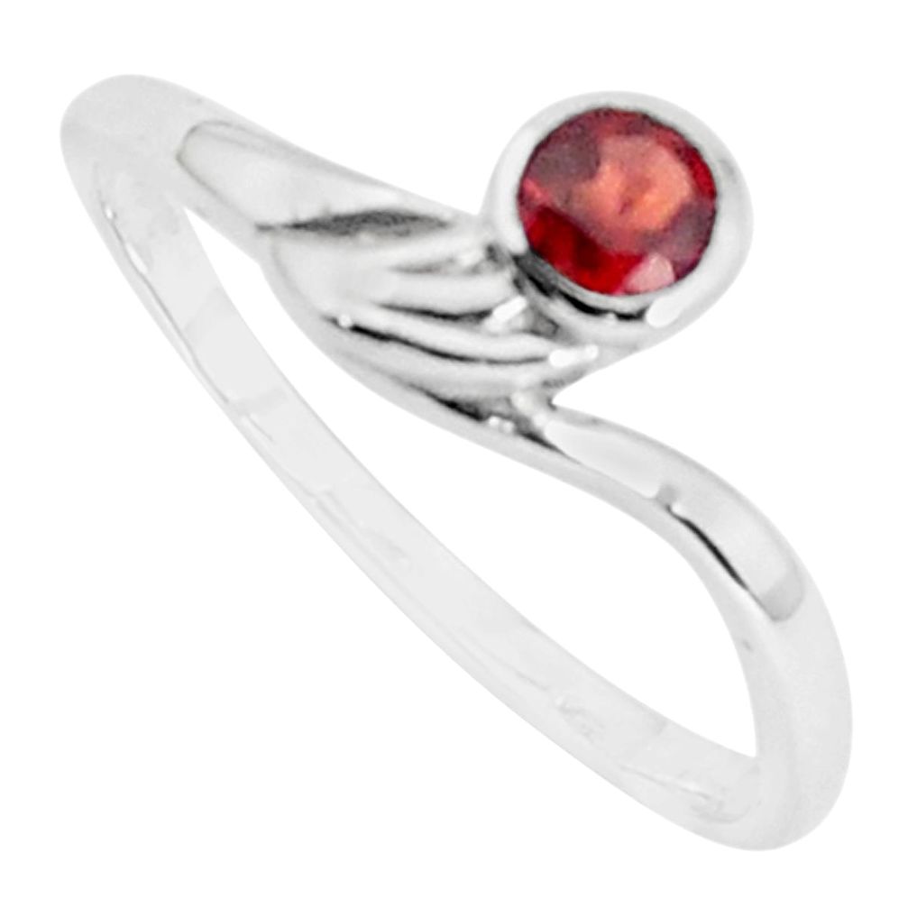 0.61cts natural red garnet 925 sterling silver solitaire ring size 7.5 p36893