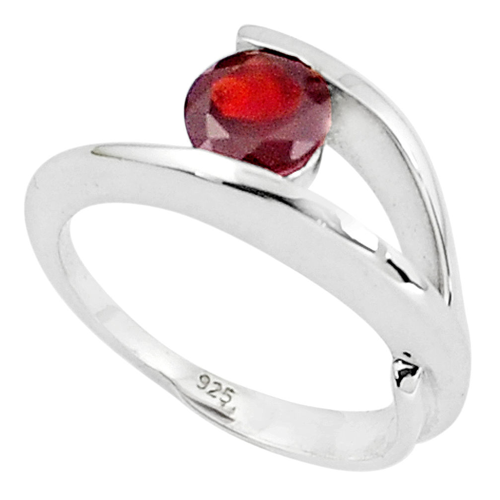 1.11cts natural red garnet 925 sterling silver solitaire ring size 5.5 p36917