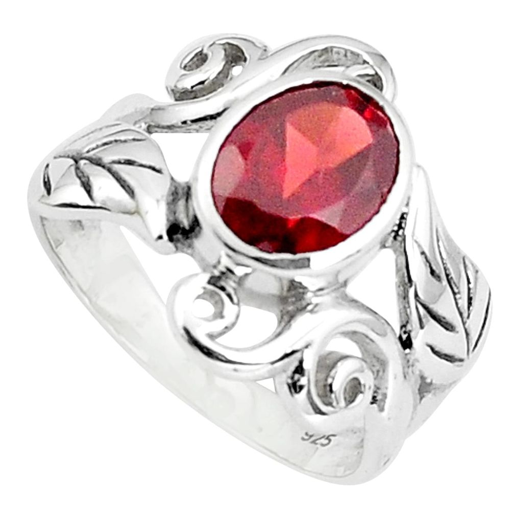 3.42cts natural red garnet 925 sterling silver solitaire ring size 6.5 p36946