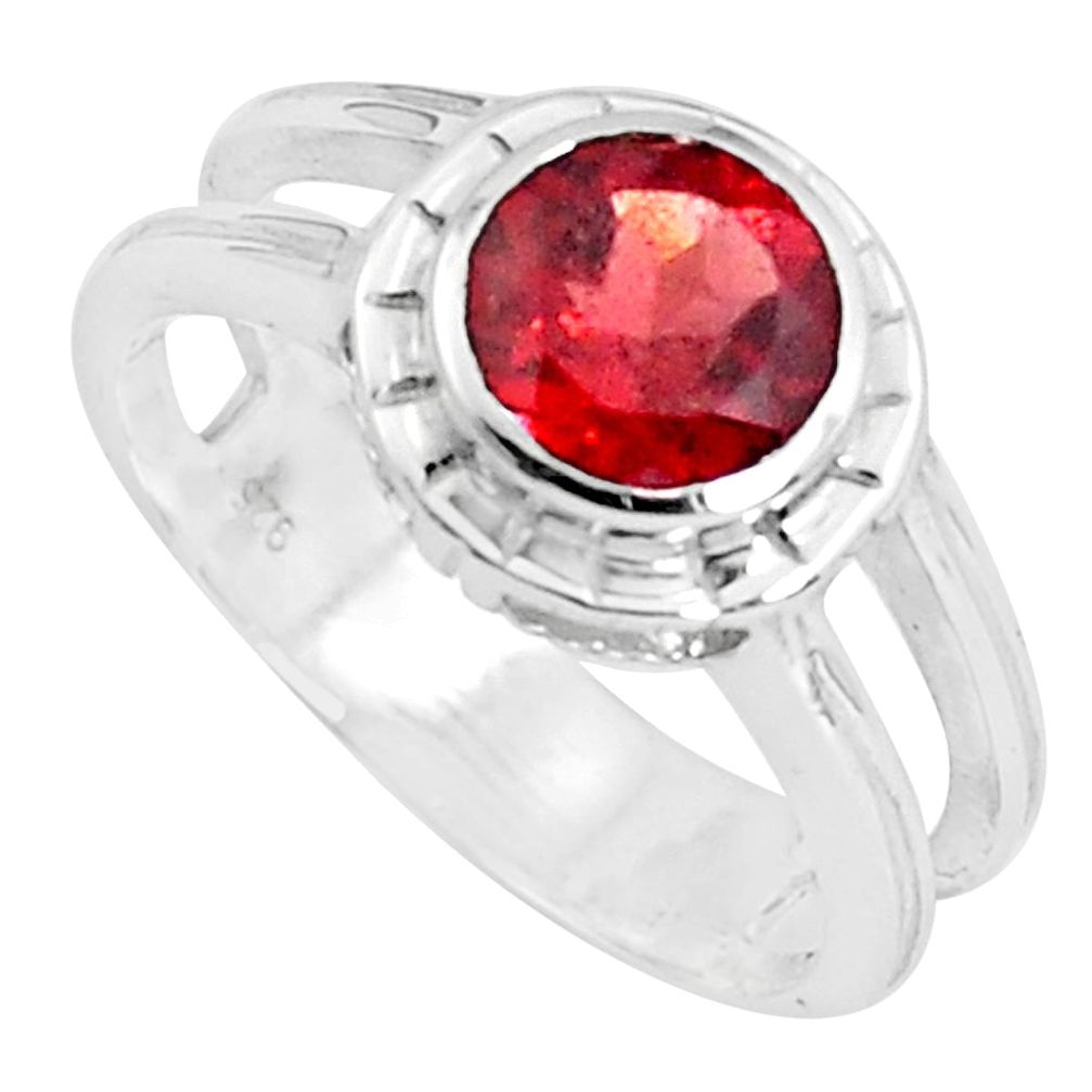 2.56cts natural red garnet 925 sterling silver solitaire ring size 5.5 p37127