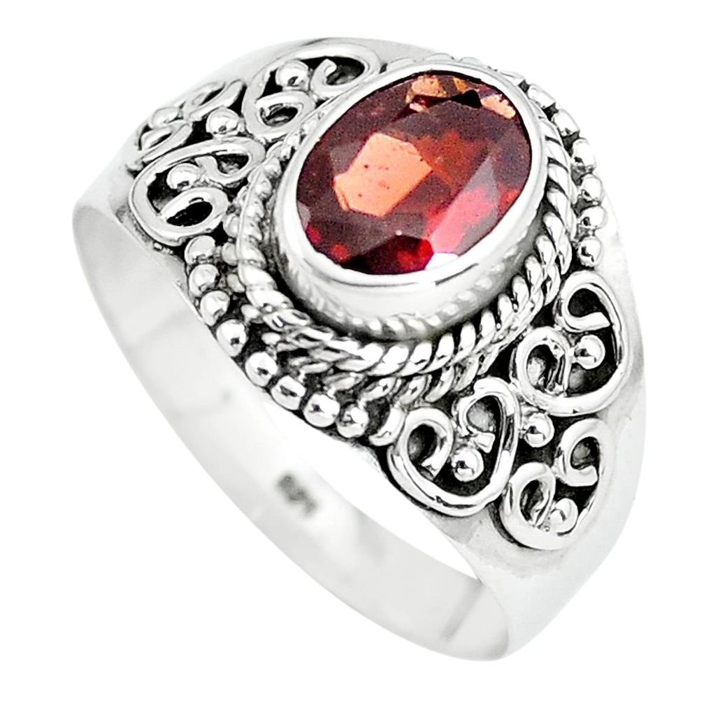 2.13cts natural red garnet 925 sterling silver solitaire ring size 7.5 p64169