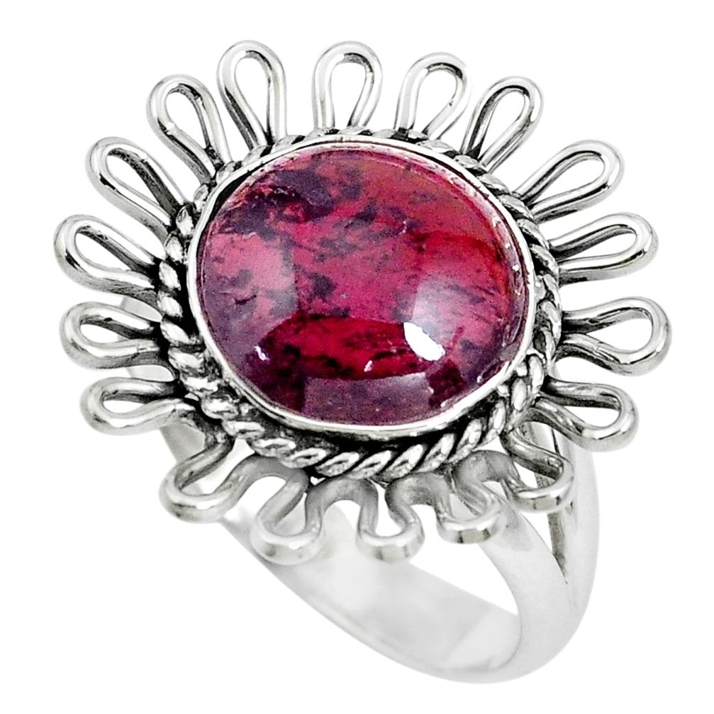 5.53cts natural red garnet 925 sterling silver solitaire ring size 8 p70042