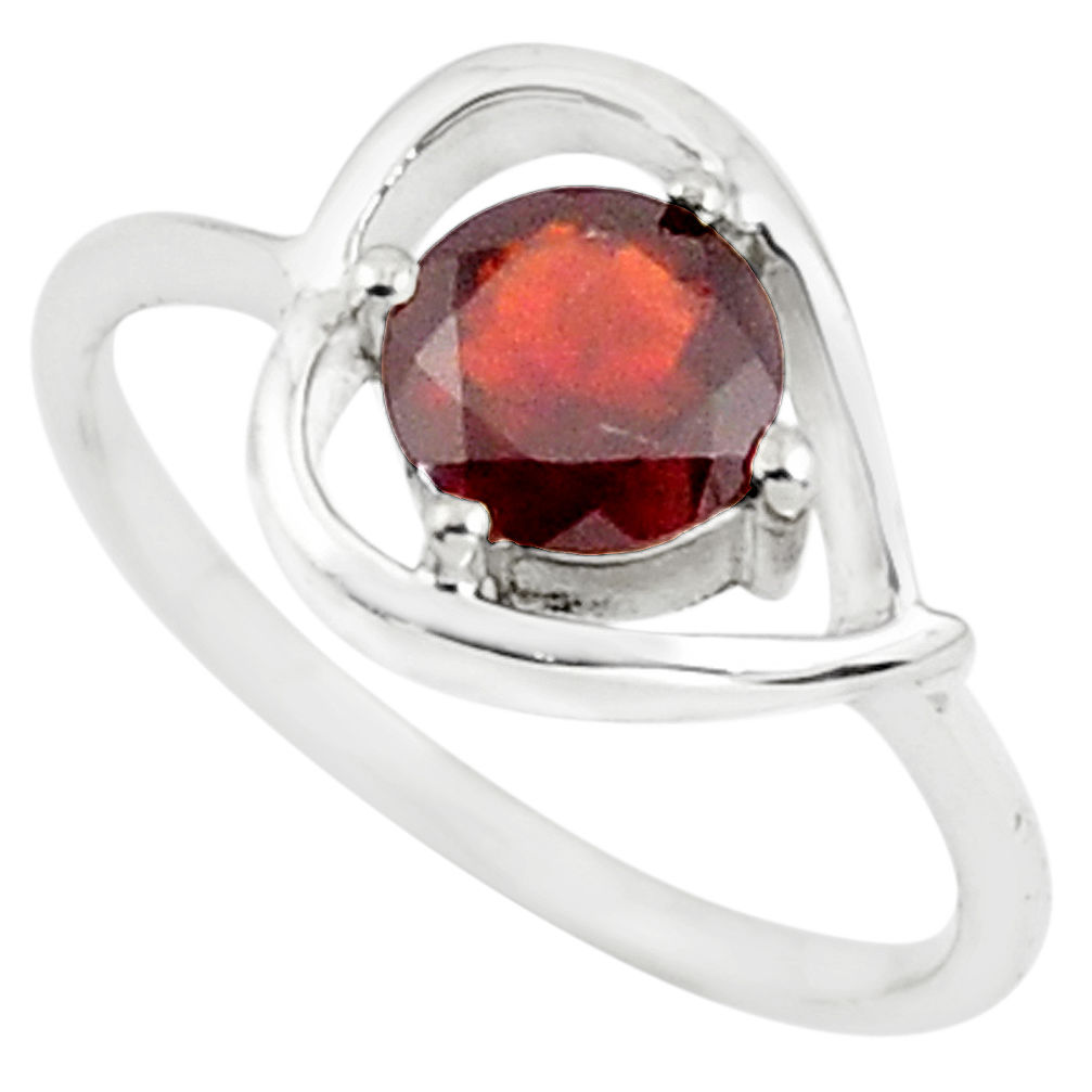 1.48cts natural red garnet 925 sterling silver solitaire ring size 7.5 p73106