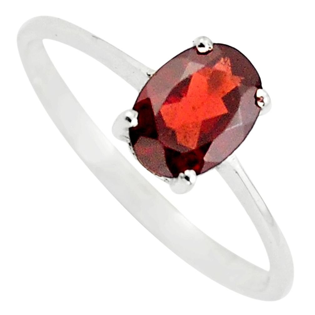 2.13cts natural red garnet 925 sterling silver solitaire ring size 7.5 p73330