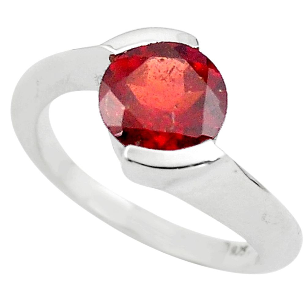 3.01cts natural red garnet 925 sterling silver solitaire ring size 5.5 p73454