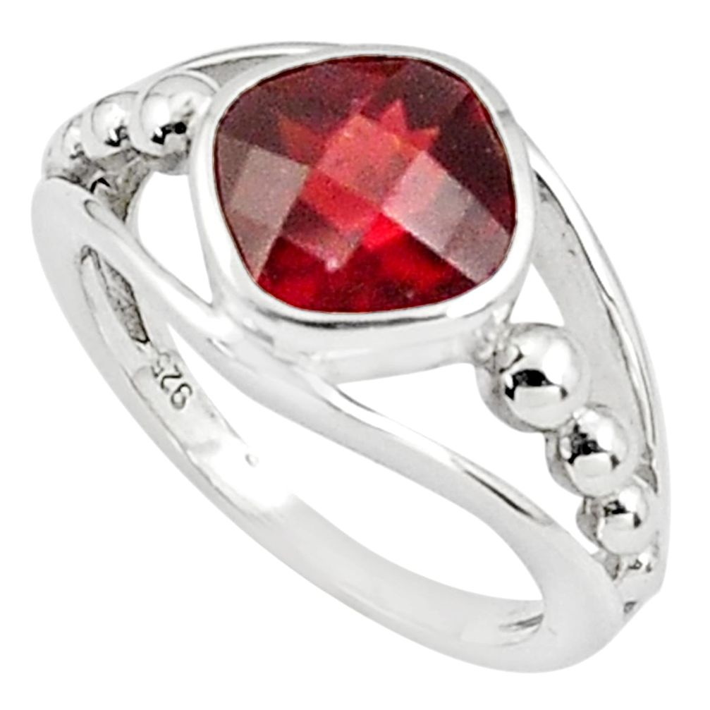 3.22cts natural red garnet 925 sterling silver solitaire ring size 5.5 p81618