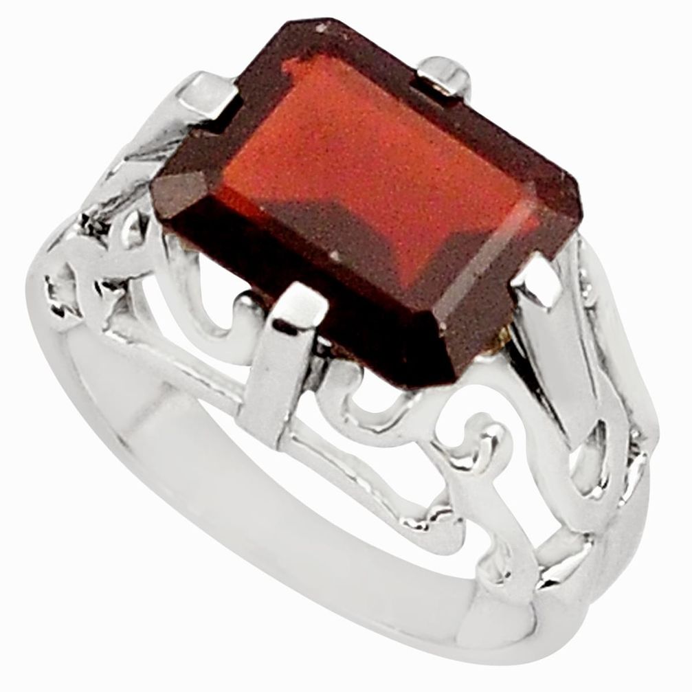5.41cts natural red garnet 925 sterling silver solitaire ring size 7.5 p81715