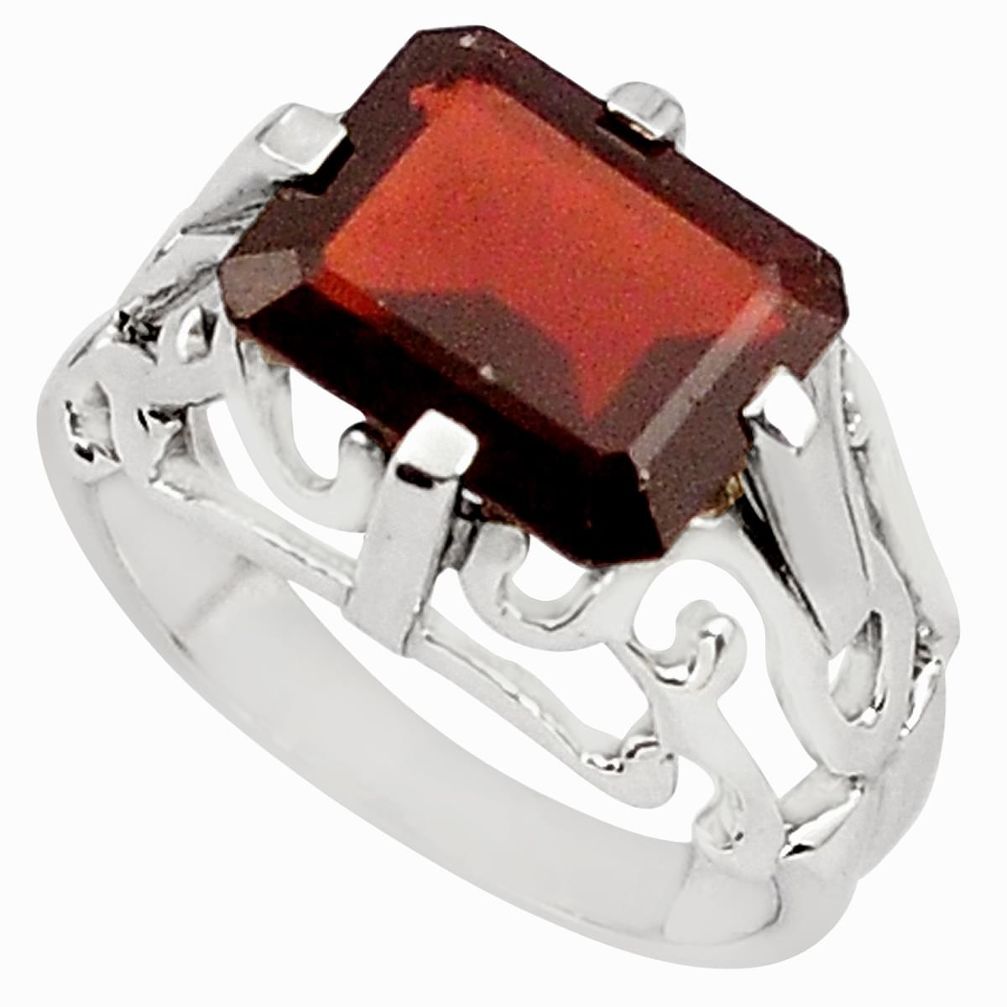 5.60cts natural red garnet 925 sterling silver solitaire ring size 9 p81716