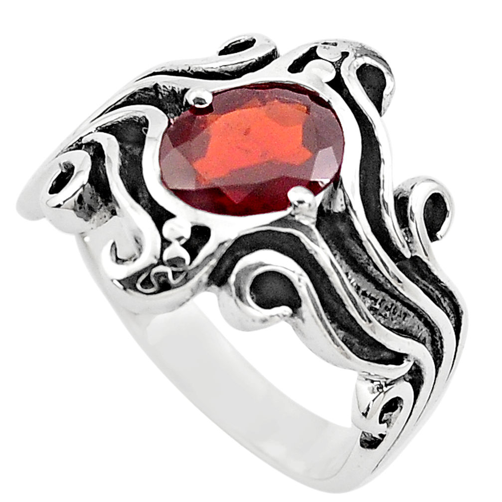 3.30cts natural red garnet 925 sterling silver solitaire ring size 7.5 p82733