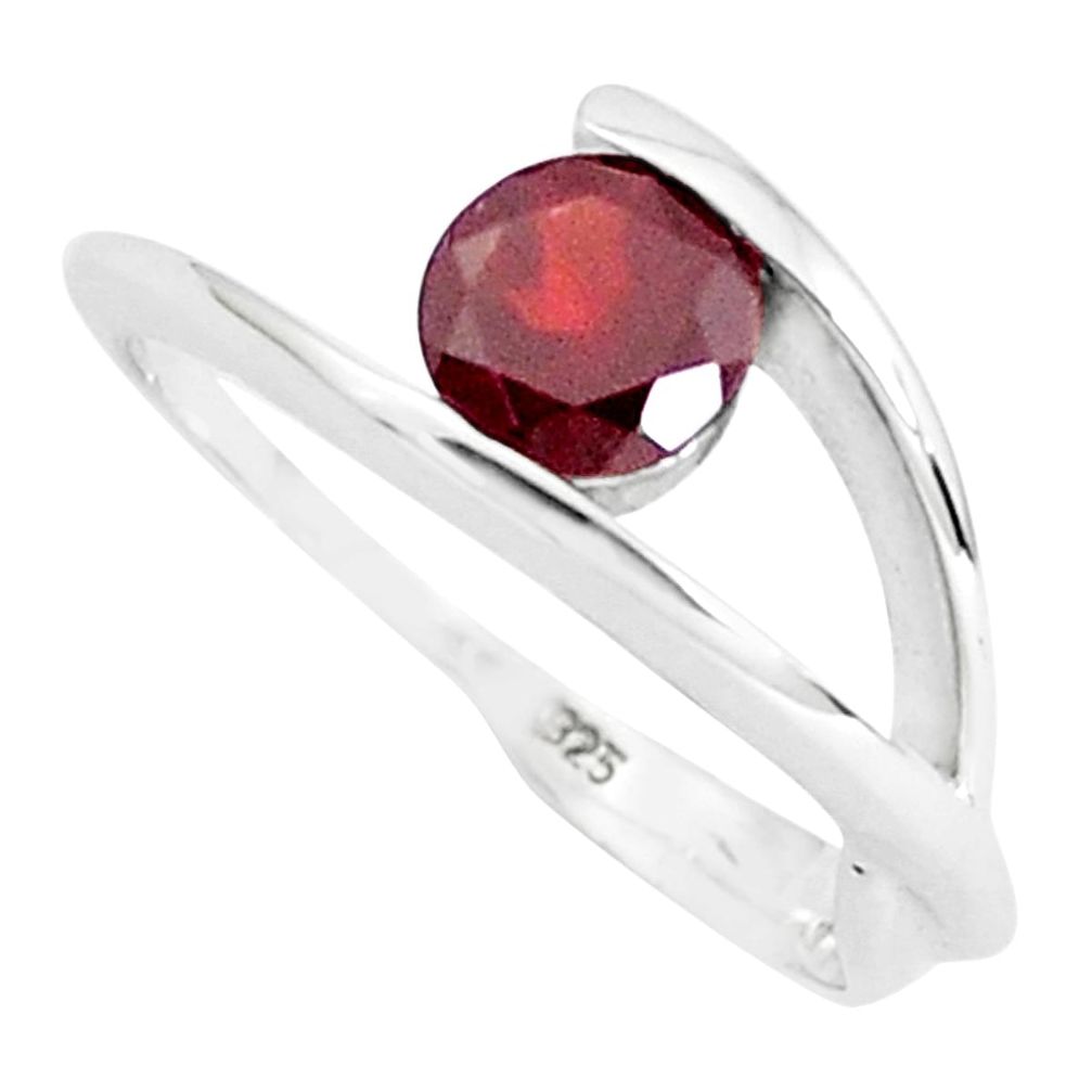 1.48cts natural red garnet 925 sterling silver solitaire ring size 8.5 p82928