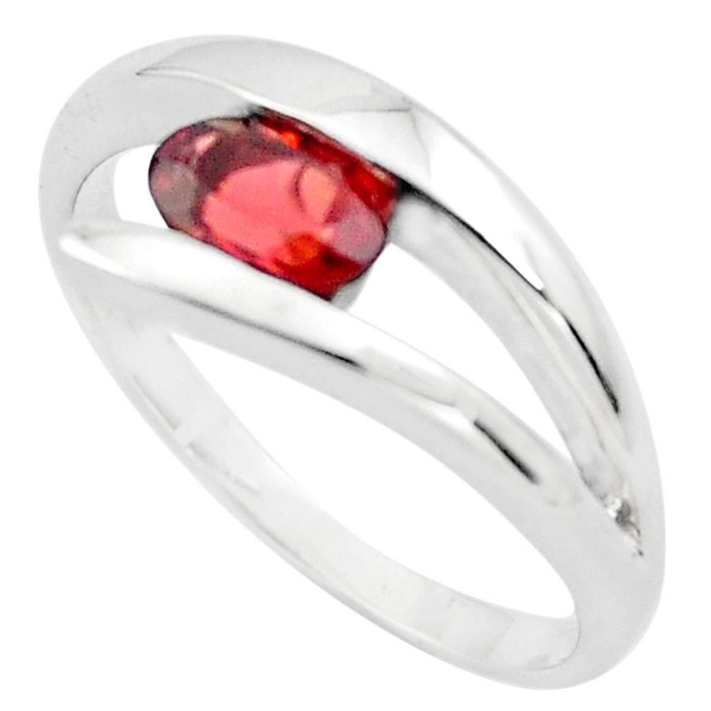 1.57cts natural red garnet 925 sterling silver solitaire ring size 8.5 p82988