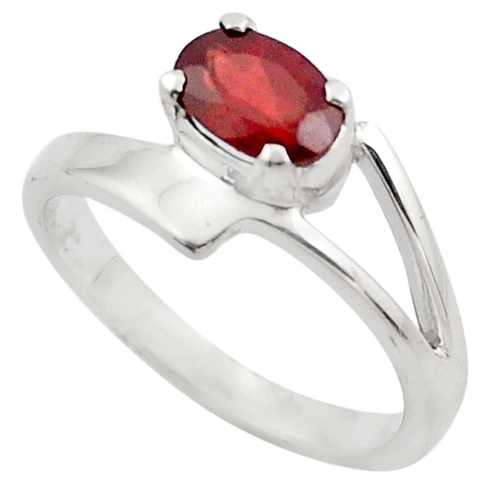 1.59cts natural red garnet 925 sterling silver solitaire ring size 5.5 p83021