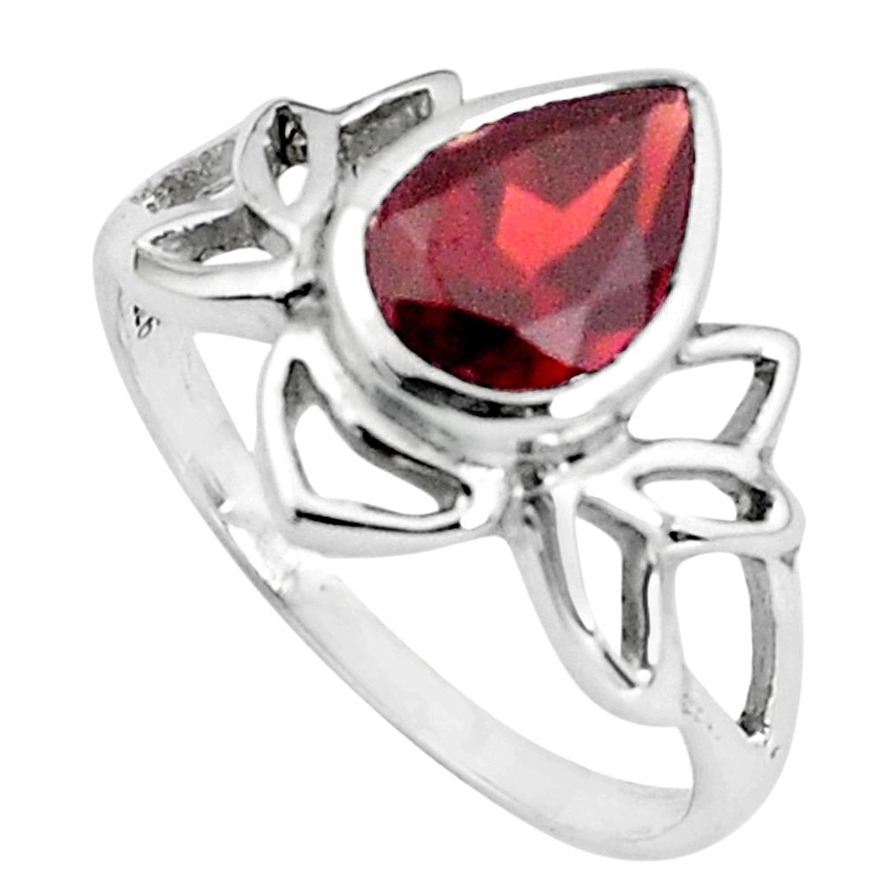 3.11cts natural red garnet 925 sterling silver solitaire ring size 9 p83051