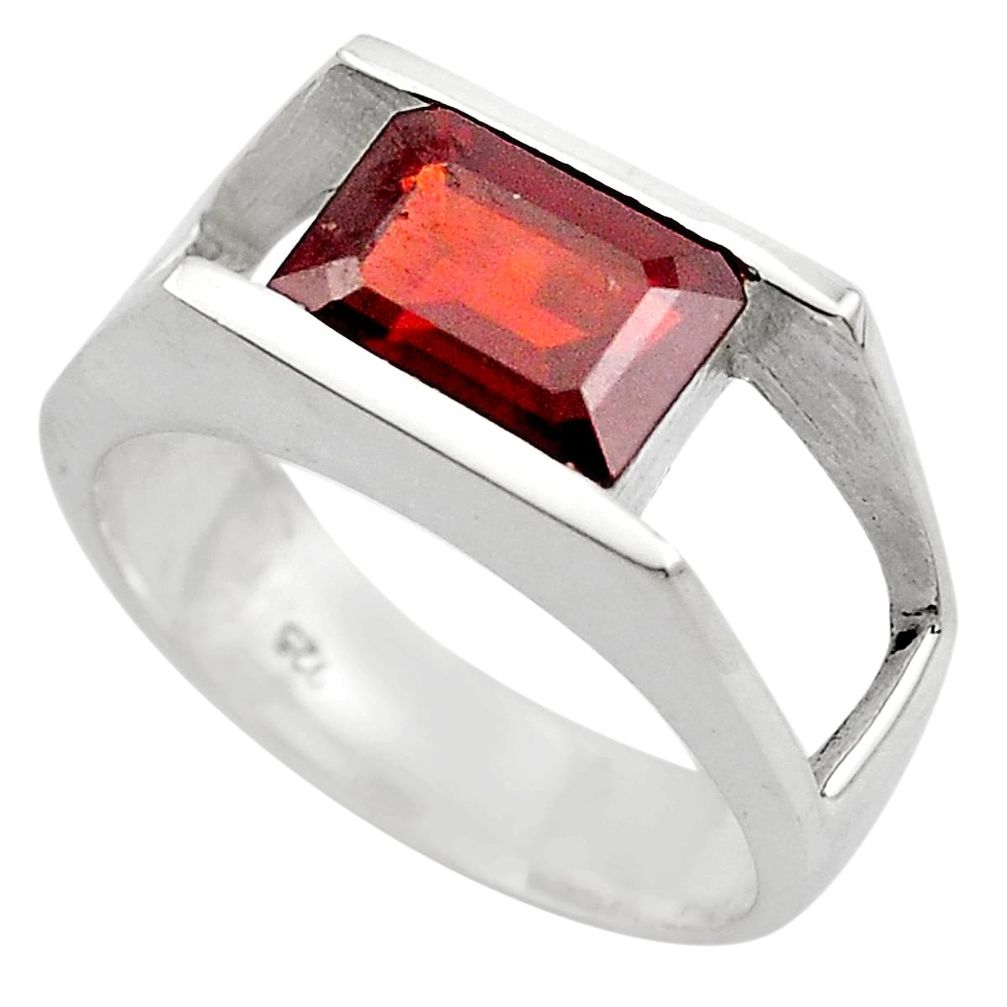3.06cts natural red garnet 925 sterling silver solitaire ring size 6.5 p83069