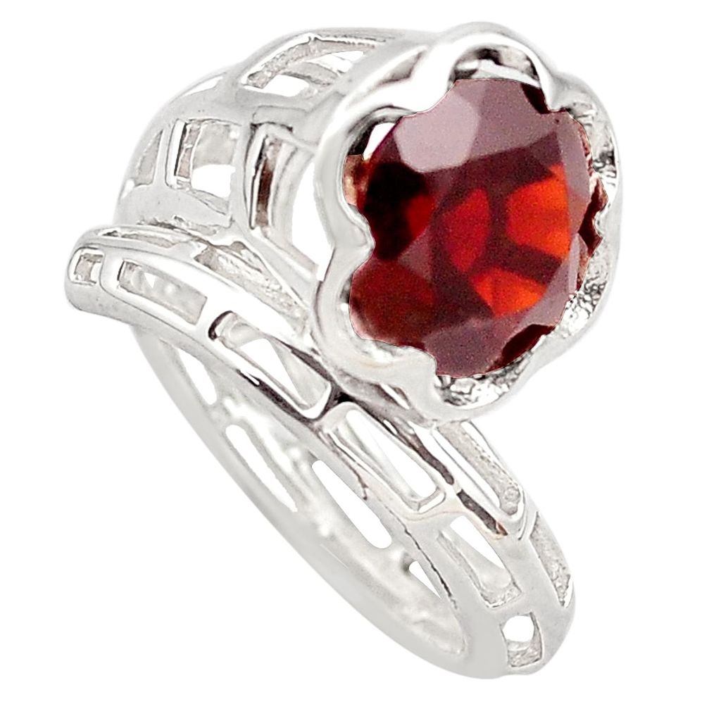 5.38cts natural red garnet 925 sterling silver solitaire ring size 6 p83161