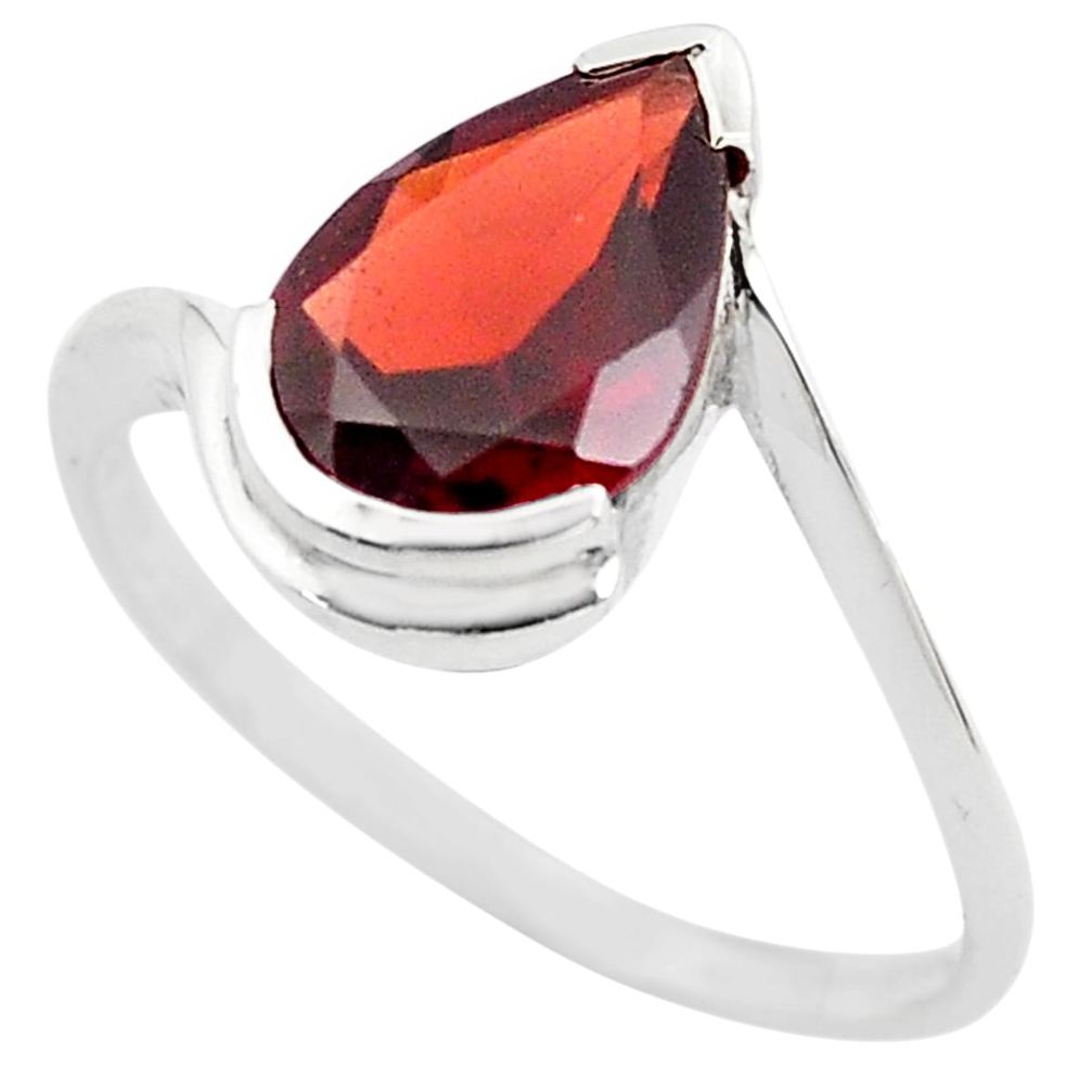 2.98cts natural red garnet 925 sterling silver solitaire ring size 6.5 p83570