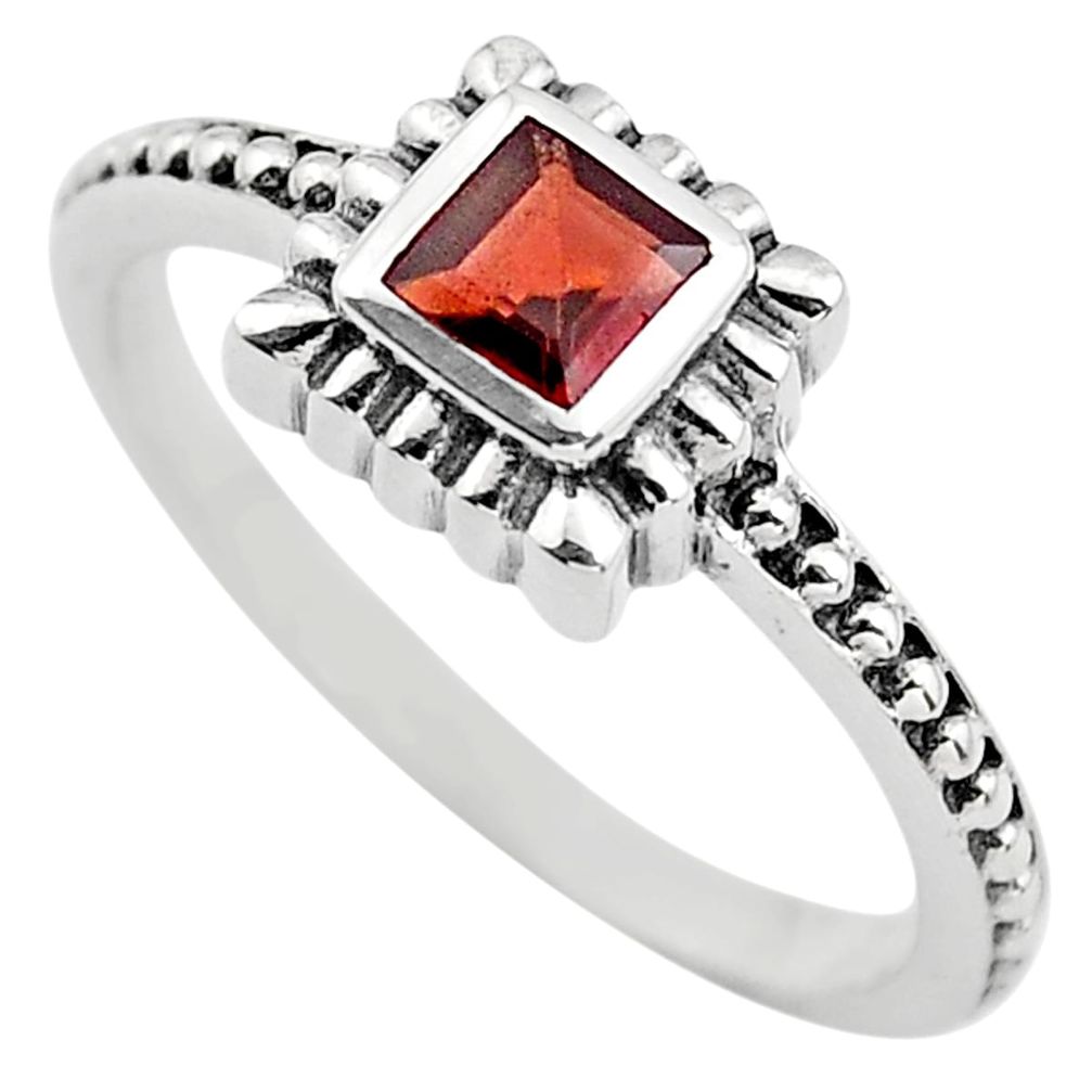 0.43cts natural red garnet 925 sterling silver solitaire ring size 7.5 p83602