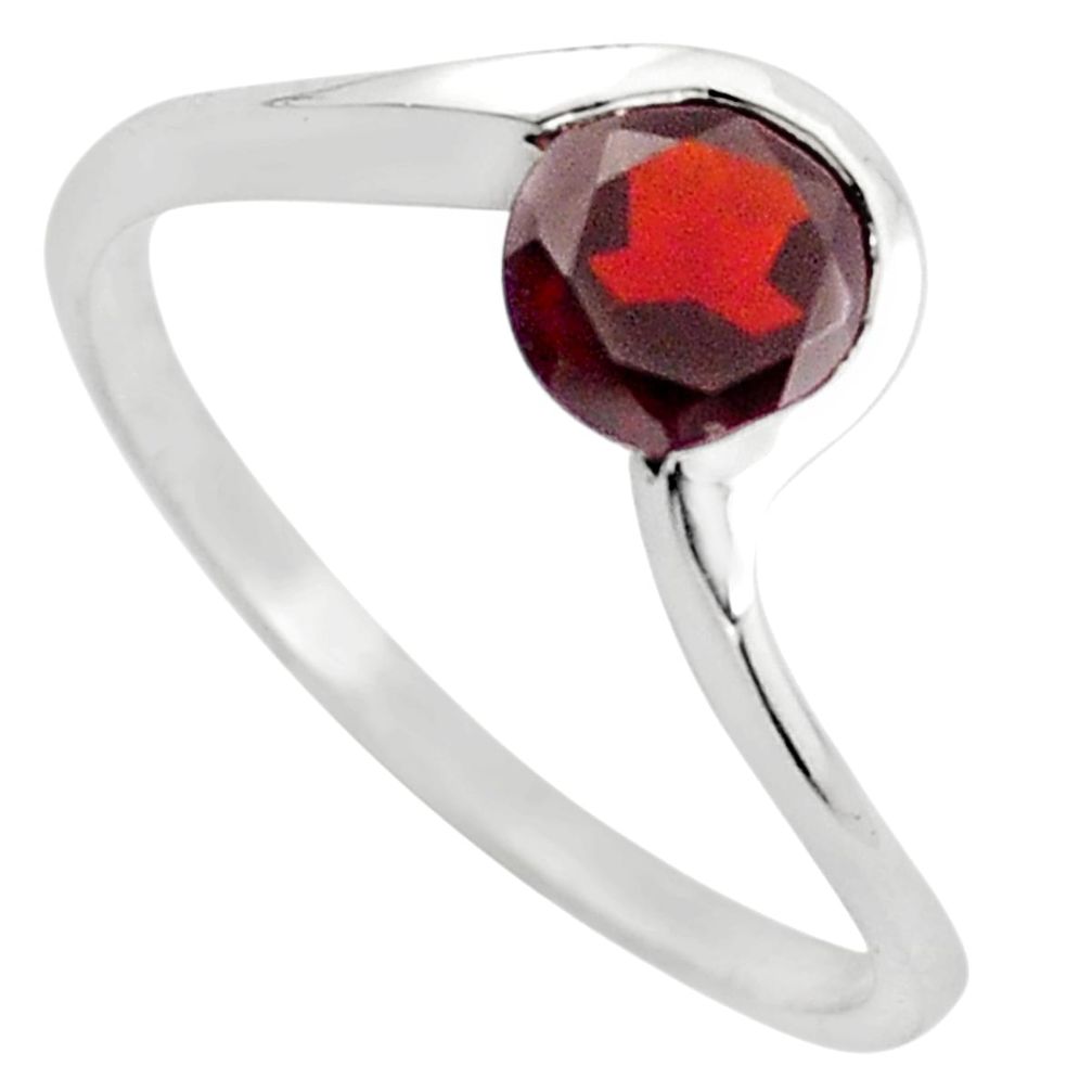 1.32cts natural red garnet 925 sterling silver solitaire ring size 5.5 p83670