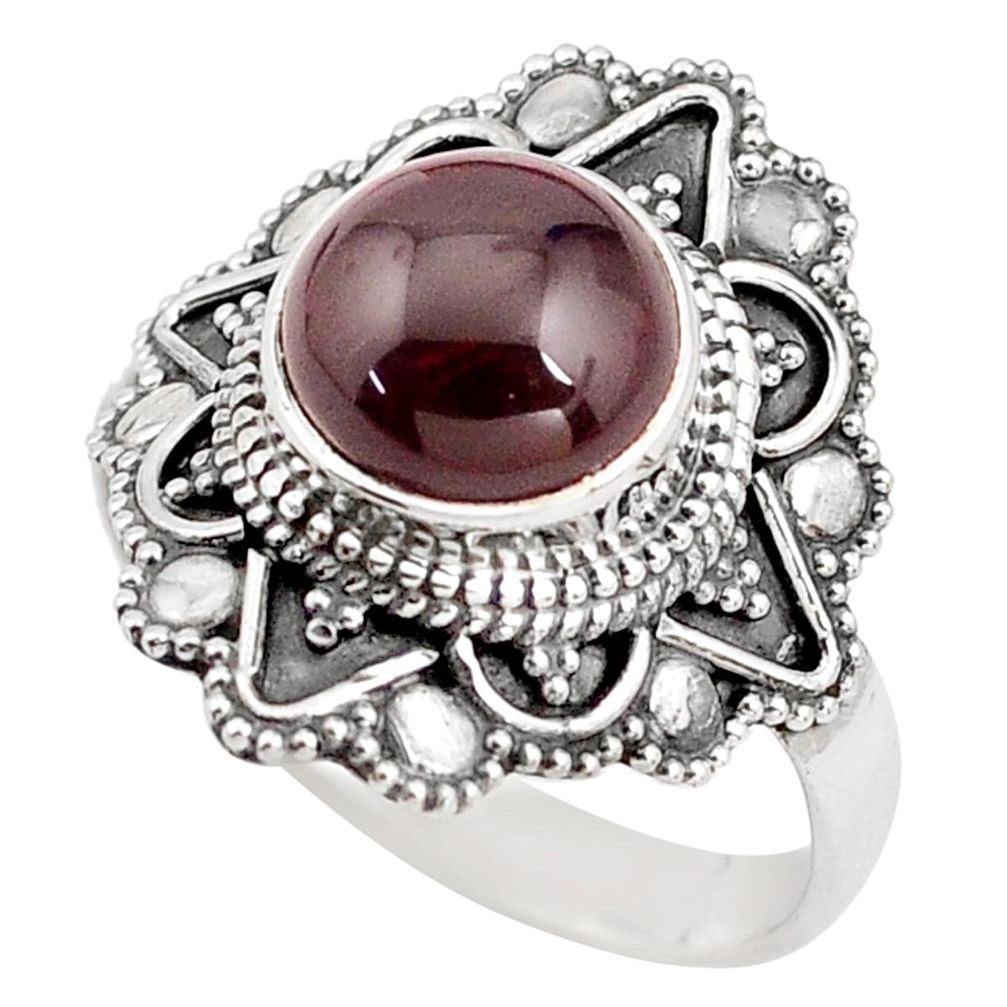 5.31cts natural red garnet 925 sterling silver solitaire ring size 9 p85921