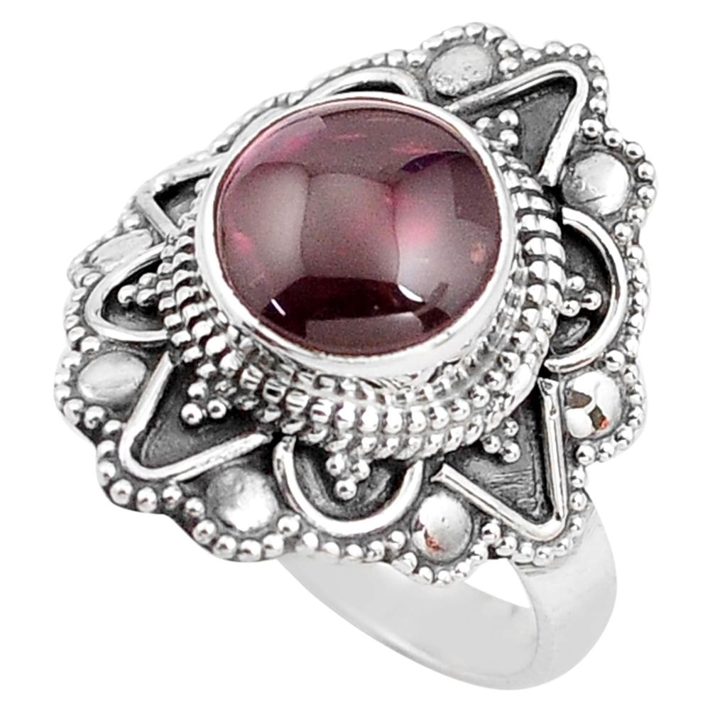 4.74cts natural red garnet 925 sterling silver solitaire ring size 8 p85922