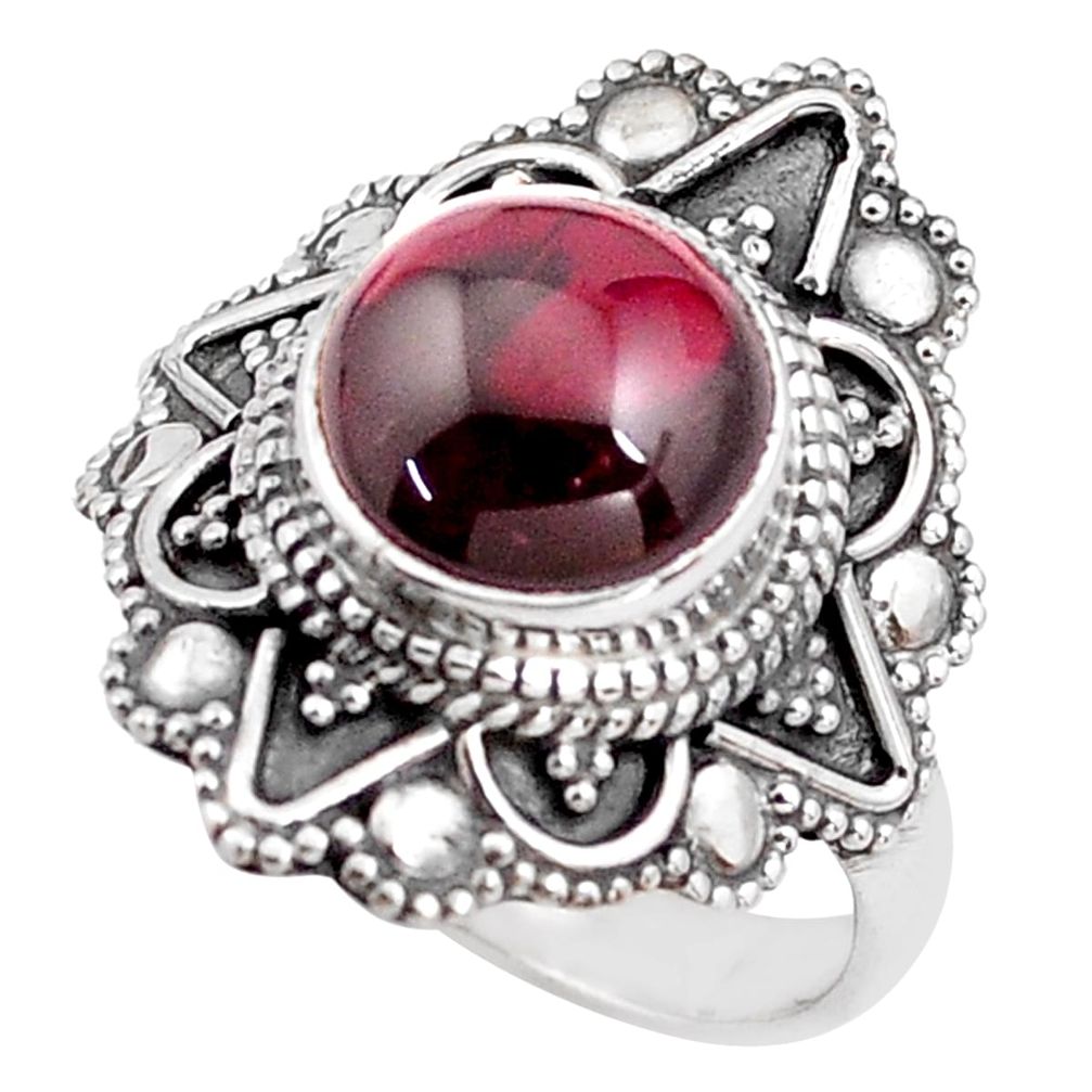 4.94cts natural red garnet 925 sterling silver solitaire ring size 7 p85929
