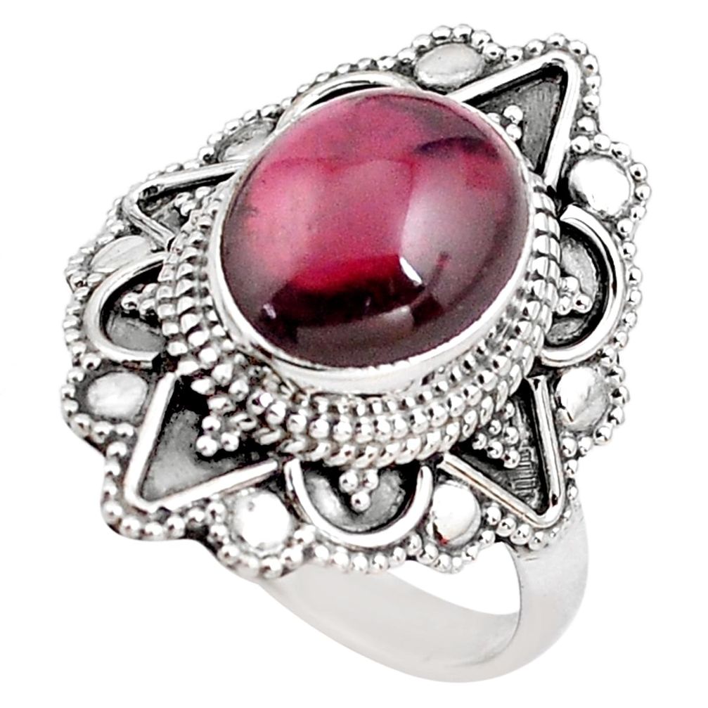 5.53cts natural red garnet 925 sterling silver solitaire ring size 8.5 p85931