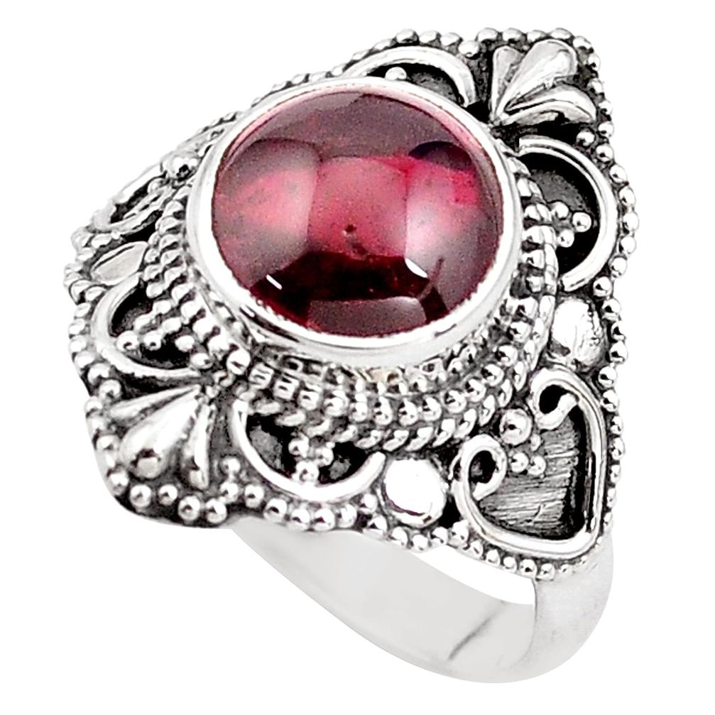 4.92cts natural red garnet 925 sterling silver solitaire ring size 7.5 p85971