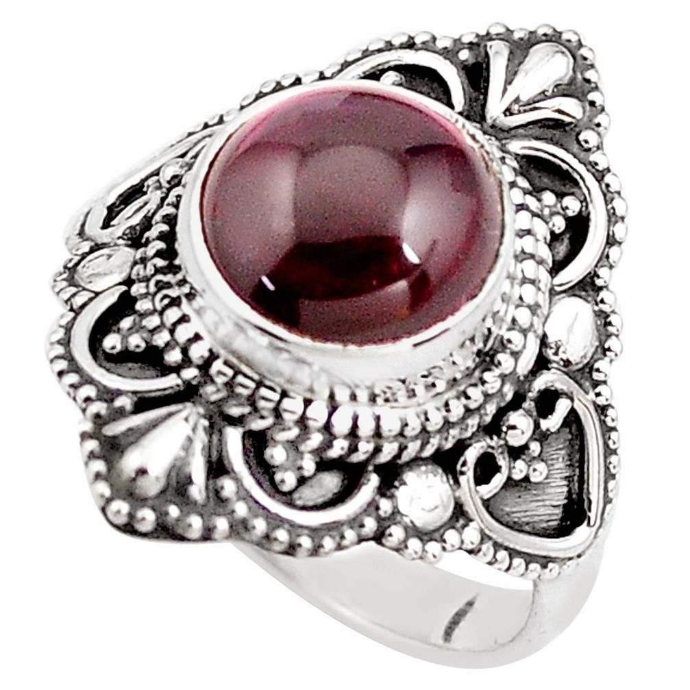 4.92cts natural red garnet 925 sterling silver solitaire ring size 6.5 p85977