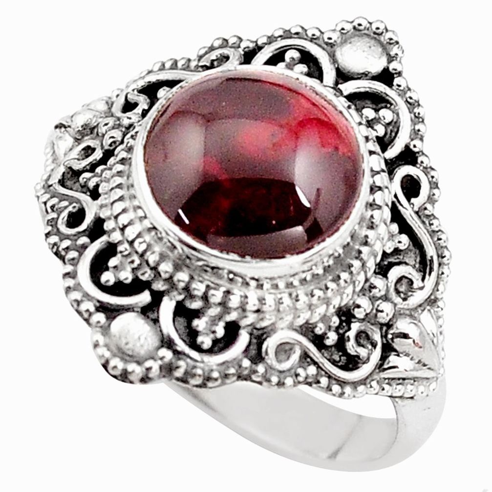 4.94cts natural red garnet 925 sterling silver solitaire ring size 8.5 p85981