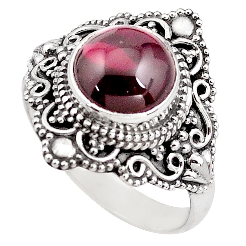 5.08cts natural red garnet 925 sterling silver solitaire ring size 9 p85986