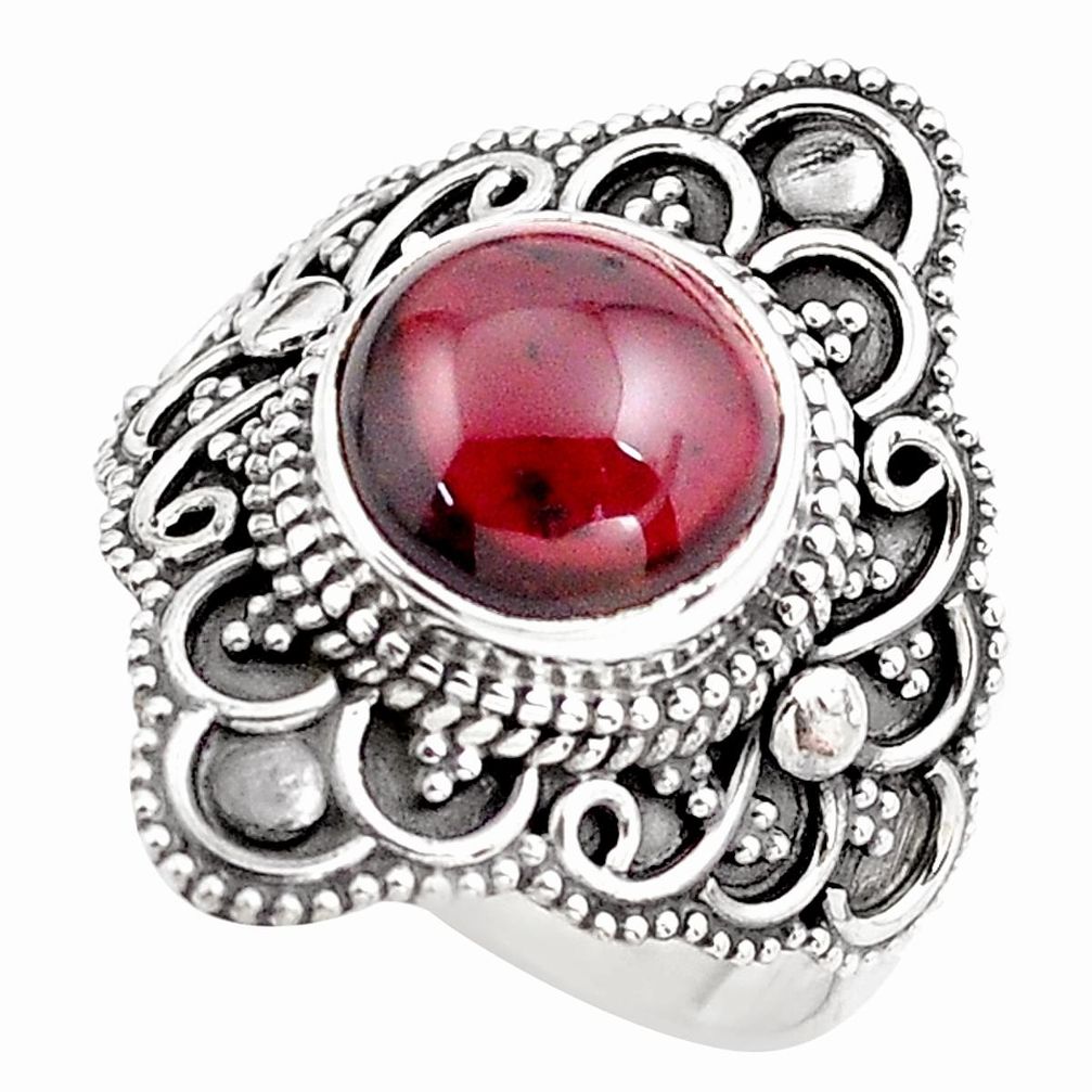 4.66cts natural red garnet 925 sterling silver solitaire ring size 7 p86862