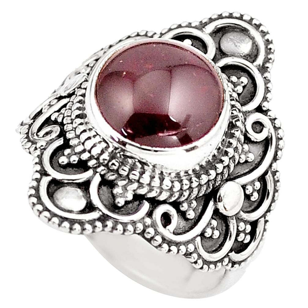 4.67cts natural red garnet 925 sterling silver solitaire ring size 6 p86865