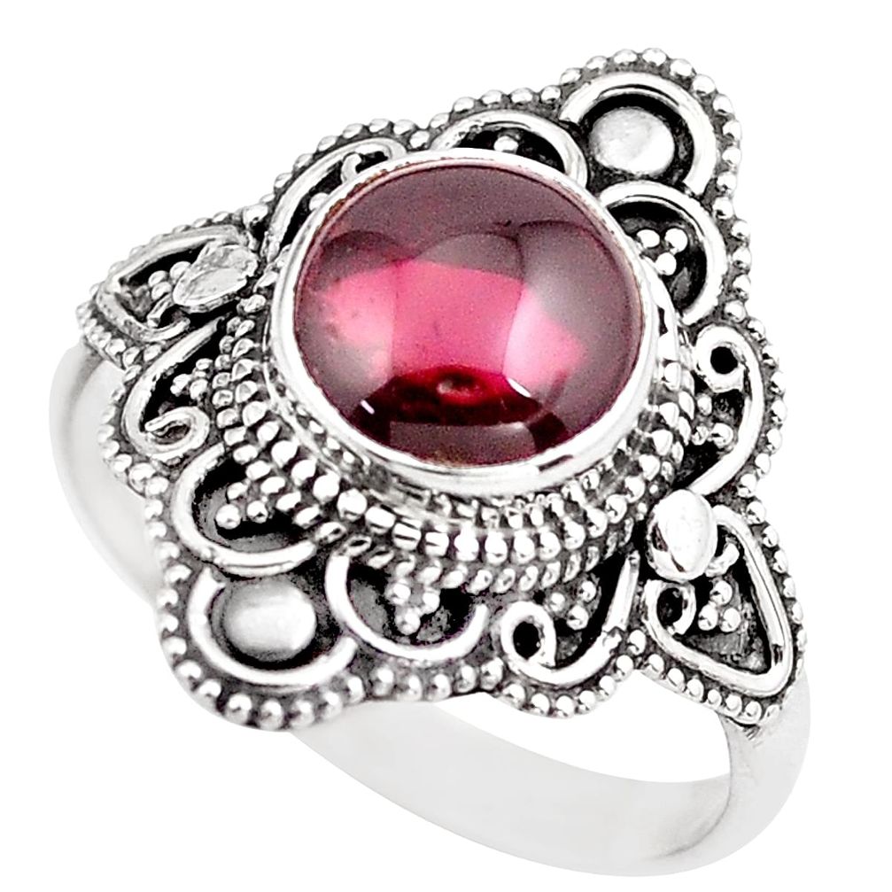 4.91cts natural red garnet 925 sterling silver solitaire ring size 10 p86883