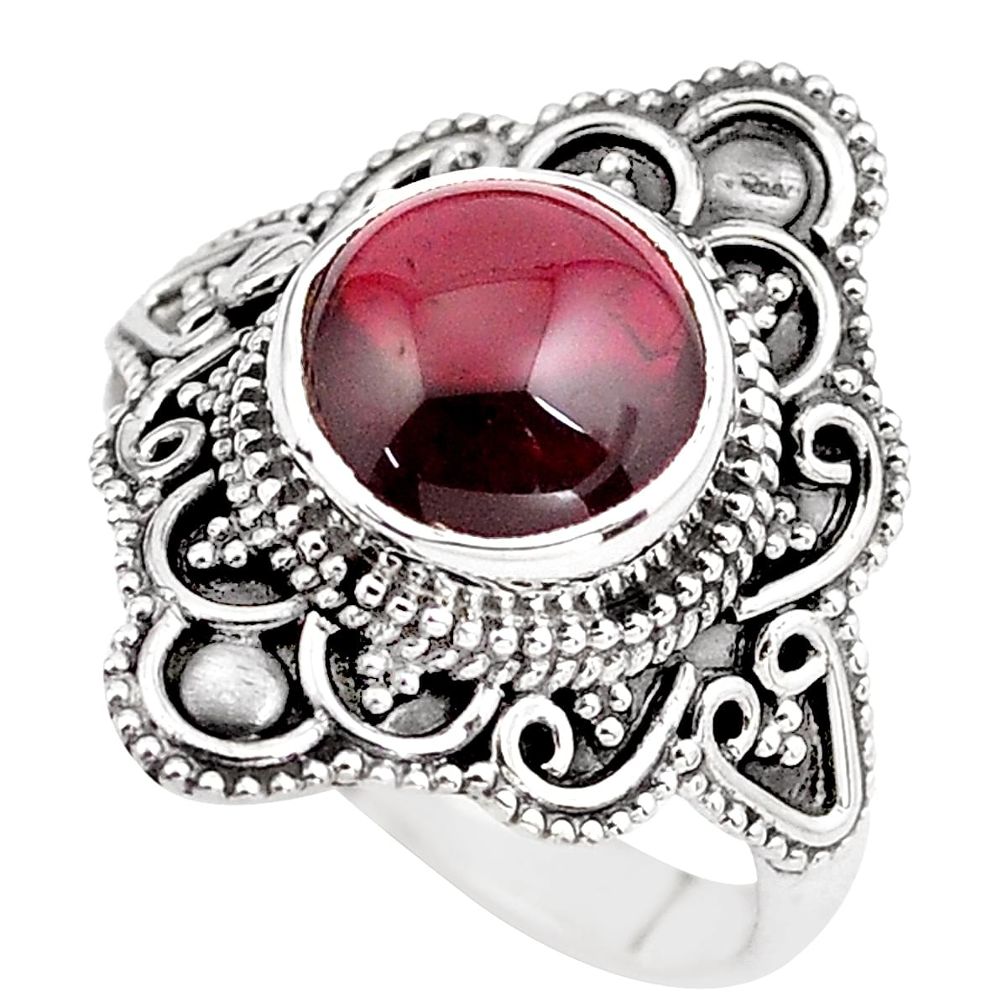 4.69cts natural red garnet 925 sterling silver solitaire ring size 7.5 p86887
