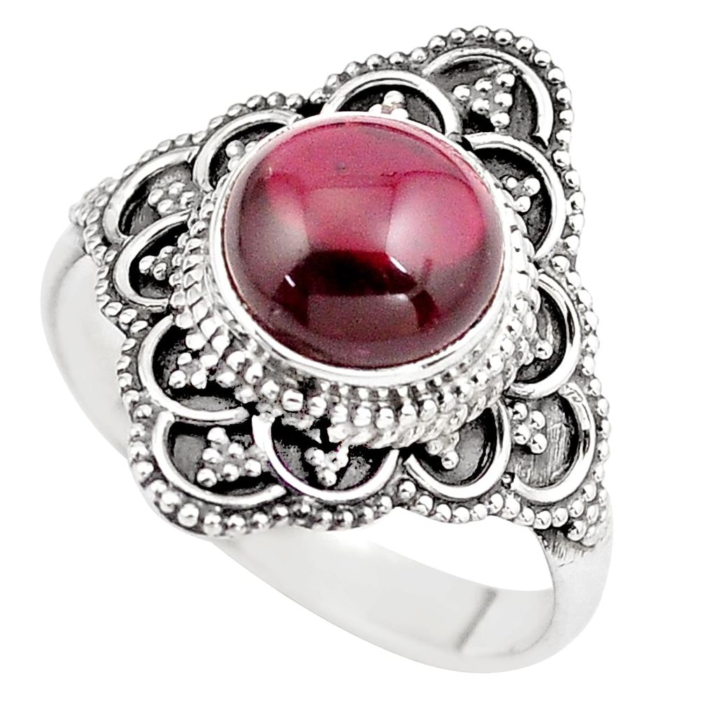 5.16cts natural red garnet 925 sterling silver solitaire ring size 10 p86906