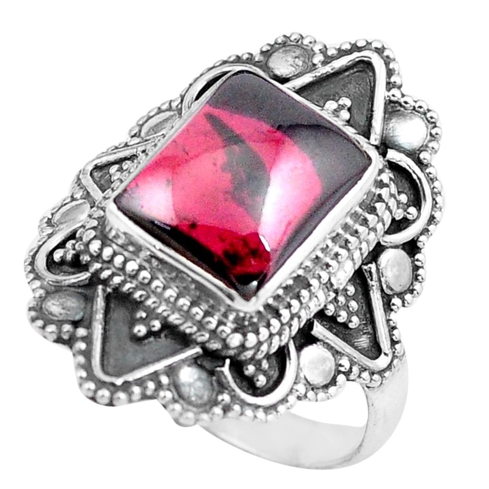 4.21cts natural red garnet 925 sterling silver solitaire ring size 8 p86926
