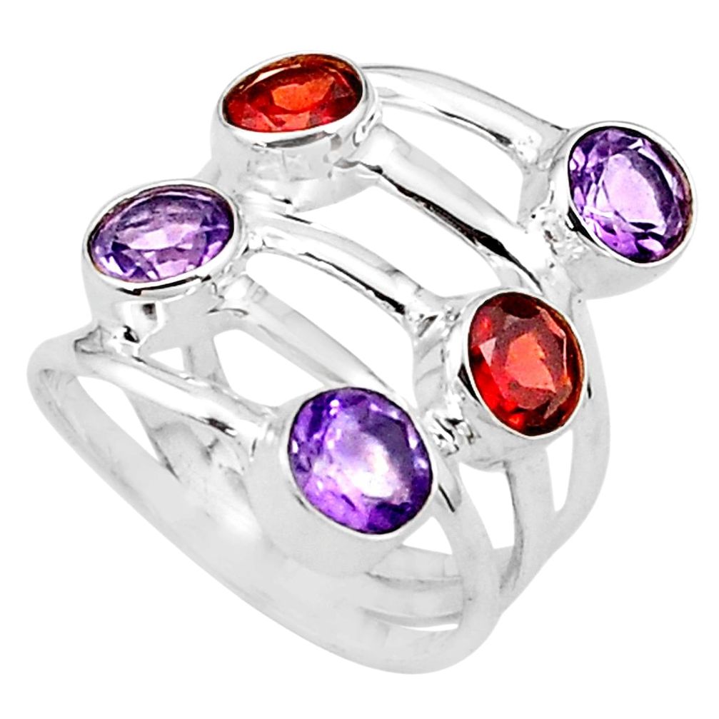 4.38cts natural red garnet amethyst 925 sterling silver ring size 6 p77756