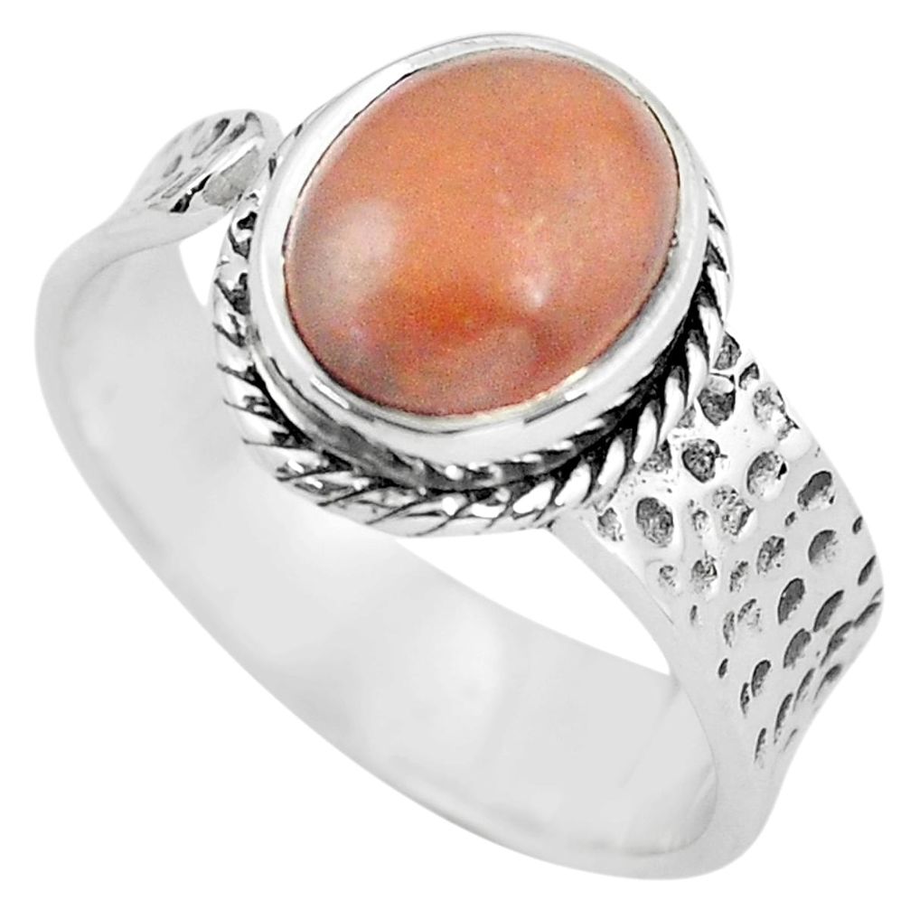4.30cts natural red jasper 925 silver solitaire adjustable ring size 8 p57749
