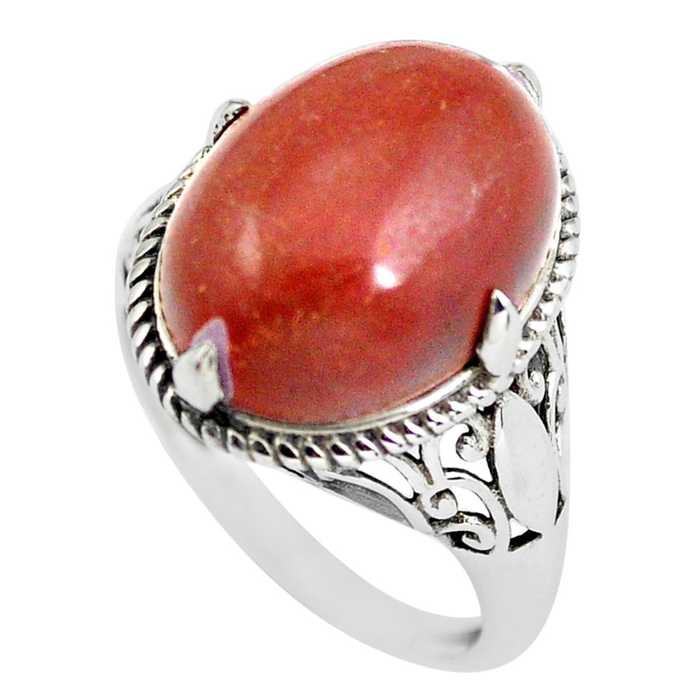 10.41cts natural red jasper 925 sterling silver solitaire ring size 7.5 p57841