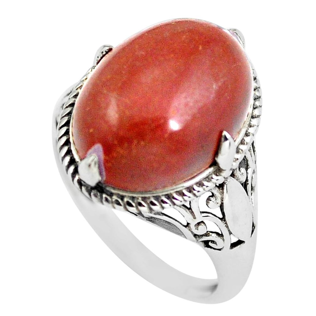 9.99cts natural red jasper 925 sterling silver solitaire ring size 8.5 p57842