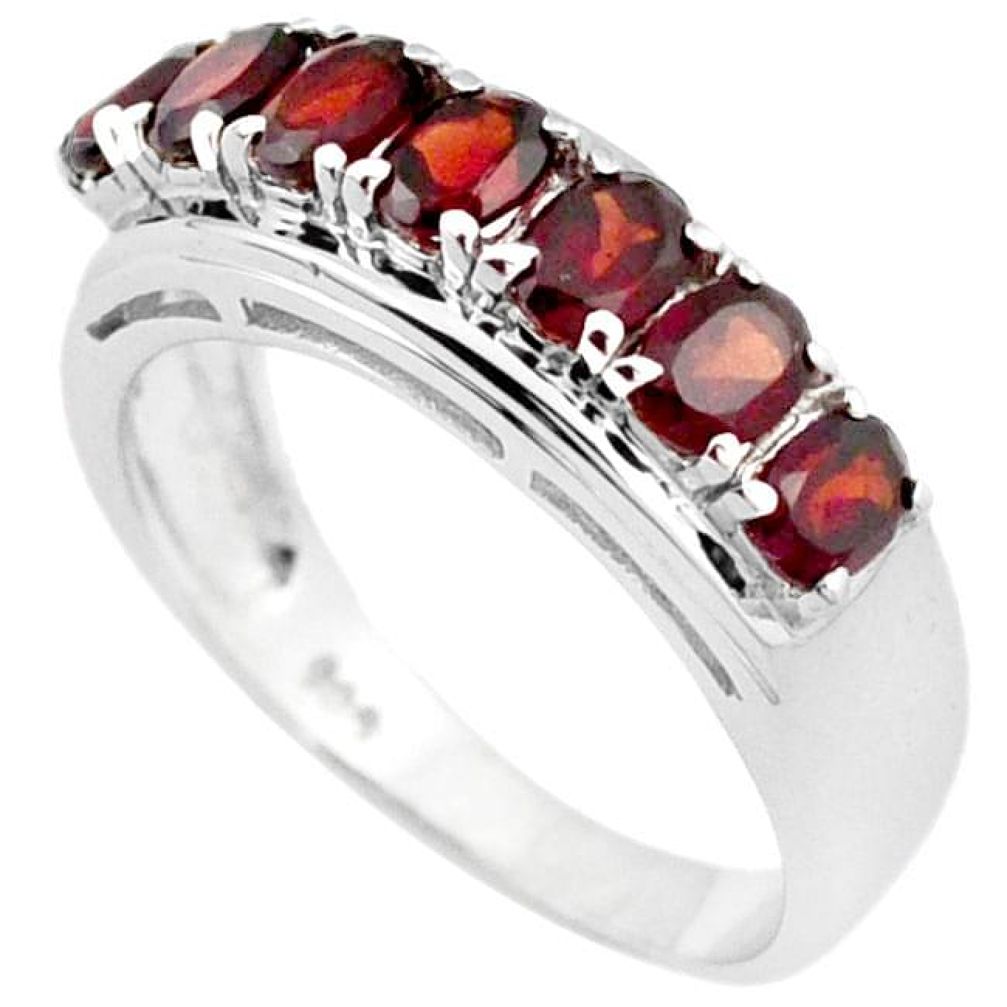 NATURAL RED RHODOLITE 925 STERLING SILVER WEDDING BAND RING JEWELRY SIZE 7 H2653