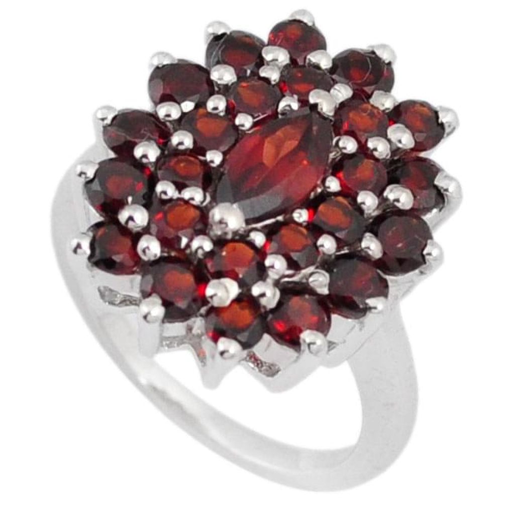 NATURAL RED RHODOLITE ROUND 925 STERLING SILVER RING JEWELRY SIZE 9 H2561