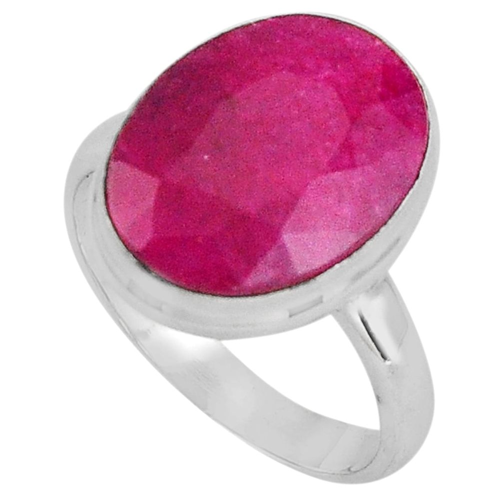 9.99cts natural red ruby 925 sterling silver solitaire ring size 8 p89617